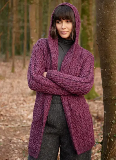 Eimear Aran Cable Knit Hooded Cardigan